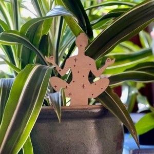 Set of 2 - Meditating & Mystical hand Stake Plant Decor